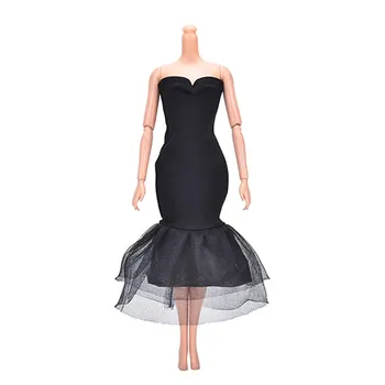 1 buc moda Elegant Negru Papusa Sirena Rochii pentru Papusi Barbie de Vara fara Bretele Rochie de Petrecere