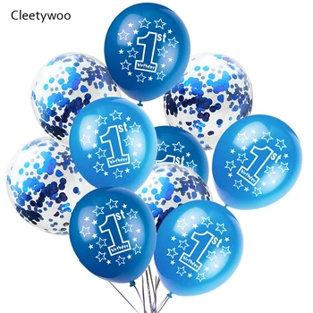 1 Ziua Baloane Albastru Roz din Latex Confetti Balon Copii Prima Petrecere de Ziua Decoratiuni Fată Băiat de 1 An de Partid Babyshower