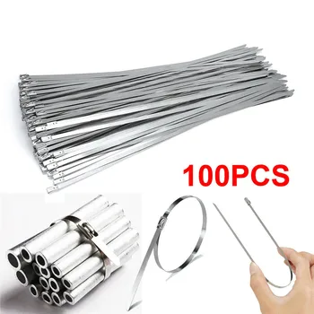 100buc 4.6 mm 304 din Oțel Inoxidabil cabluri Grele de Auto-Blocare Cablu Zip Tie Multi-Scop Metal Folie de Evacuare de Blocare a Legăturilor