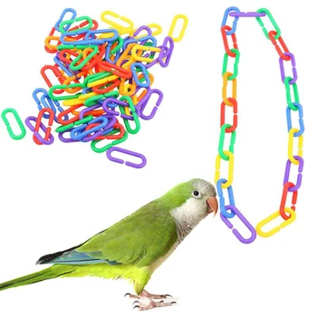 100buc Papagal C-clip Jucărie de Plastic C-link Cârlig Lanț Jucării pentru Gri African Papagalul Conure Papagal Colorat Hook Link-ul de Pasăre Jucarii