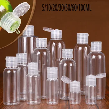 10BUC 50ml/60ml/100ml Plastic PET Clar Capac Flip-Lotiune de Sticle de Sampon Cosmetice Container de Proba