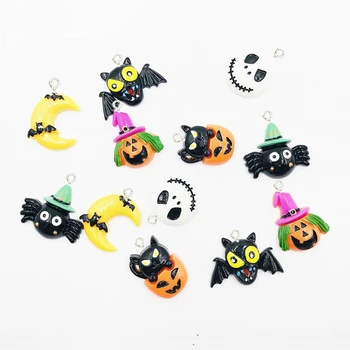 10buc/Lot Halloween Farmec Rășină Patch-uri de Dovleac Fantoma Cap Pandantive DIY Cercei Legăna Breloc de Luare de Bijuterii Accesorii Cadou