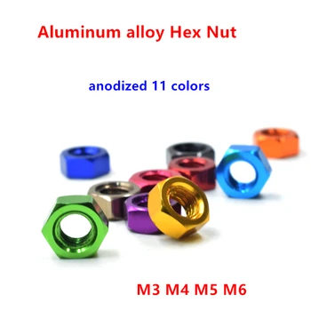 10buc M3 M4 M5 M6 culoare Aliaj de Aluminiu Hexagonal Piuliță Hexagonală Piulițe de fixare pentru șuruburi Șuruburi Folosite în FPV RC 11 Multicolor