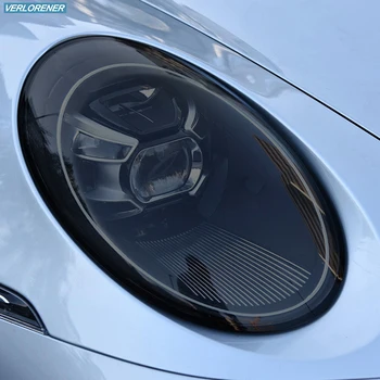 2 Buc Far Auto cu Folie de Protectie Negru Afumat Tentă Folie de Vinil Transparent TPU Autocolant Pentru Porsche 911 992 2019 2020 2021