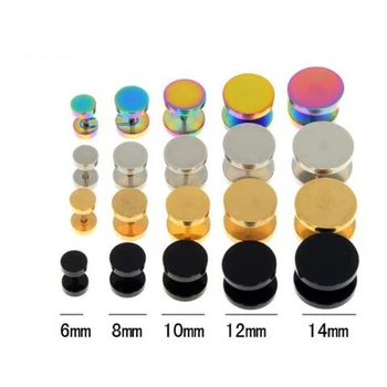 2 buc Oțel Inoxidabil Fals Trișor Ureche Prize Ecartament Cercei Bijuterii Pierceing 6-14mm Aur Negru, Multi-color