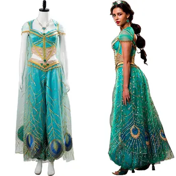 2019 Film Aladdin Printesa Cosplay Jasmine Costum Naomi Scott Cosplay Jasmine Dress Rochie