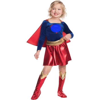 2020 Fete Costum Supergirl De Cosplay Super Sora Halloween Purim Costum Pentru Copii Rochie De Petrecere