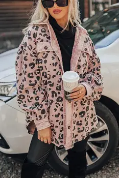 2021 Toamna Iarna Haine de Femei Leopard de Imprimare de Moda Streetwear Casual Strat Liber Sacouri Femei Maneca Lunga, Jachete