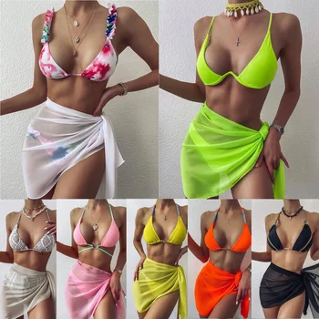 2022 Sexy Femei Șifon Costume de baie, Pareo Esarfa Acoperi Folie Caftan Sarong Uzură Plajă Bomboane de culoare Bikini Acoperă-Up-uri, Fuste