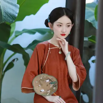 2023 Chineză tradițională qipao rochie mare maneca de epocă elegant qi pao orientale tradiționale cheongsam qing rochie a618