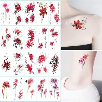 20buc Tatuaje Temporare Flori Roșii și Decalcomanii Autocolante pentru Femei Tatuaje și Body Art Impermeabil Tatuaj Fals Temporaire Tatouage