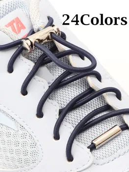 24Colors Rotund Sireturi de Adidasi Elastic Nu Lega Șiretul Bandă de Cauciuc în aer liber, Sport de Agrement de Funcționare Ghete Rapid Șireturile