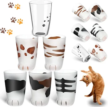 300ml Pisica Drăguț Laba Ceașcă de Sticlă Mată de Imprimare Picior de Pisică Cana de Cafea de uz Casnic Kawaii Lapte Ceai cu Bule Cupe Pahare pentru Apă, Sucuri