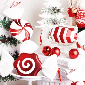 32cm Mare de Bomboane Pandantiv de Crăciun Artificial Ornamente Roșii și Albe Lollipop Pictat Petrecere de Nunta Decoratiuni Acasă Cadou de Crăciun