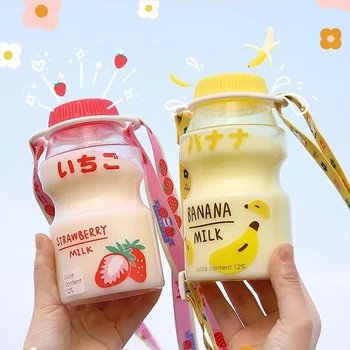 480ml Drăguț Mată Fructe de Plastic, Sticla de Apa BPA Gratuit Portabile, Etanșe Yakult Forma Kawaii Cutie de Lapte Sticla pentru Copii Fete