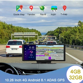 4G 10.26 Inch Oglinda Retrovizoare Masina cam Dash Android 8.1 Dual lens FHD 1080P Camera Auto Auto Recorder Video DVR GPS ADAS tabloul de Bord