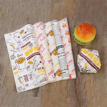 50/100buc Hârtie de Ceară Sandwich Ambalaj Burger Ambalaj Pentru Paine cartofi Prajiti Înveliș de Copt Instrumente Fast-Food Personalizate