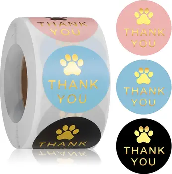 500pcs Câine Laba de Imprimare Mulțumesc Etichete Autocolante 1.5 Cm Rotunde Folie de Aur Etichete pentru Clasa Profesor Consumabile Recompensă Autocolant