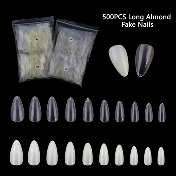 500pcs/sac Plin Acoperirea Unghiilor False Artificiale Apăsați pe Timp de Migdale Clar/Natura False Cuie de Coșciug Arta Sfaturi Manichiura Instrument