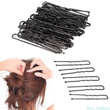 50pcs Femei 5CM Păr Ondulat în formă de U agrafă Agrafă de păr Salon de Prindere Clip Agrafe de păr Negru Metal Accesorii de Par pentru Coc