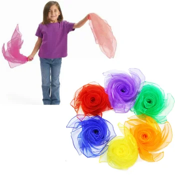 6 culori de dans marame pentru copii pătrat Eșarfă de Mătase Copii Joc în aer liber Jucării Gimnastica Eșarfe Jonglerie Performanță elemente de Recuzită