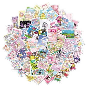 62 Piese Sanrio Black Beauty de Desene animate Drăguț Pisica Iepure Urs Manual Autocolante DIY Jucărie Drăguț Cadou Album Autocolant Pack