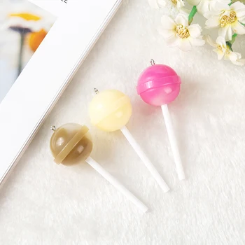 6Pcs Lollipop Cercel Farmece Gradient de Culori Rășină Bomboane Meserii Pentru Colier Breloc cu Pandantiv DIY Face Constatările de Bijuterii