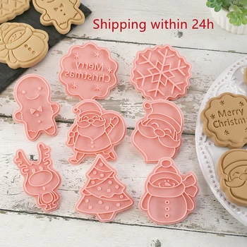 8Pcs/Set Crăciun Tăietori Cookie Timbru de Plastic Desene animate ABS Biscoito Mucegai Crăciun DIY Bicarbonat de Mucegai Tort de Biscuiti Instrumente de Decor