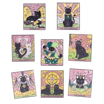 Ace pentru Rucsaci Carte de Tarot Aliaj Insigne Metalice Pisica Neagra Carte de Joc Spânzurat Accesorii de Îmbrăcăminte Cataramă de Pin Broșă Pini