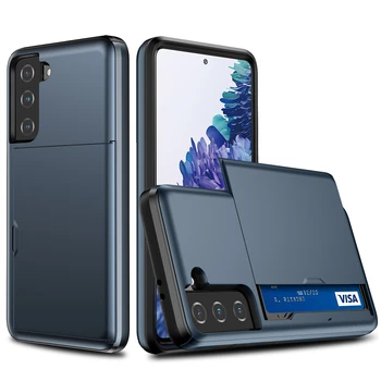Afaceri de Caz Pentru Samsung Galaxy S21 FE S20 Plus Nota 20, Ultra Funda Slide Armura Sloturi pentru Carduri de Acoperire Pentru SAM S21+ S20+ S 21 Fe Capa