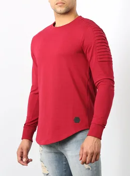 Anbenser Bărbați T-Shirt cu Maneca Lunga O-neck Solid Falduri Full Sleeve T camasa Barbati Casual, Camasi Pentru Barbati de Fitness Topuri Teuri Plus Dimensiune