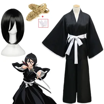 Anime Bleach Rukia Kuchiki Cosplay Costum Kimono Negru Uniform Seturi De Halloween Petrecere De Craciun Haine