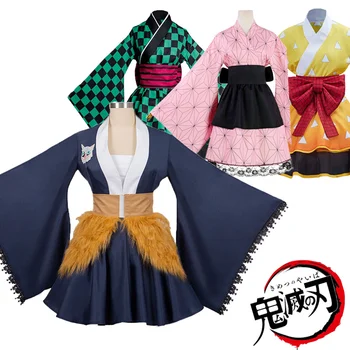 Anime Demon Slayer Kimono Cosplay Costum Kimetsu Nu Yaiba Kamado Tanjirou Nezuko Hashibira Inosuke Halloween Cosplay Costum