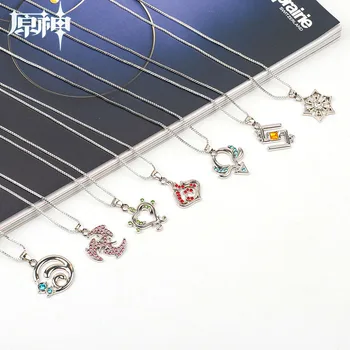 Anime Genshin Impact Pandantiv Colier Bijuterii de Cosplay pentru Femei, Om de Moda de Metal Colier Bijuterii Accesorii Cadouri