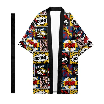 Barbati Japoneze Tradiționale Etnice Cardigan Lung Chimono pentru Femei Kimono Pop Model Kimono Tricou Yukata Sacou