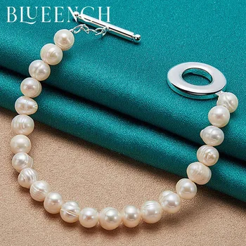 Blueench 925 Sterling Silver Pearl Lanț OT Catarama Bratara pentru Femei Propunere Petrecere de Nunta Moda Bijuterii Farmec