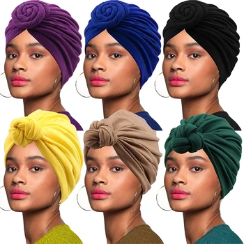 Bumbac Răsucite Turbanul Musulman pentru Femei Monofazate Culoare Headwraps Capota Turban Africain Femme India Pălărie Turbante Mujer Chimioterapie Capac