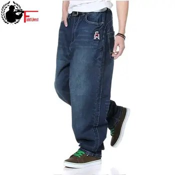 Bărbați Streetwear Largi Jean Liber de Mari Dimensiuni Y2K Moda Strazii Largi Picior Pantaloni Male Harem Denim Pantaloni Oversize Hip Hop