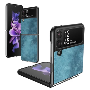 Caz pentru Samsung Galaxy Z Flip 3 5G Piele naturala de Lux, Acoperire Telefon rezistent la Șocuri de Protecție Fundas pentru Z Flip 3