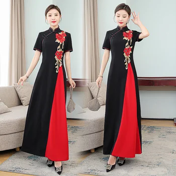 Chineză Rochii De Seara Negre Îmbunătăți Qipao Femei De Moda Moderne De Mult Cheongsam Slim Vintage Elegante Rochii De Partid Pentru Femei