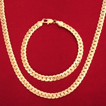 Classic Set Colier Pentru Bărbați La Modă En-Gros De Aur Galben Culoare Lanț De Șarpe Colier Bratara Din Africa Set Bijuterii