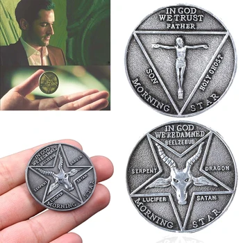 Cosplay Monedă Show TV Fani Lucifer Morningstar Satanice Rusalii Monedă Comemorativă Insigna de Halloween Accesorii Metalice Prop Monede
