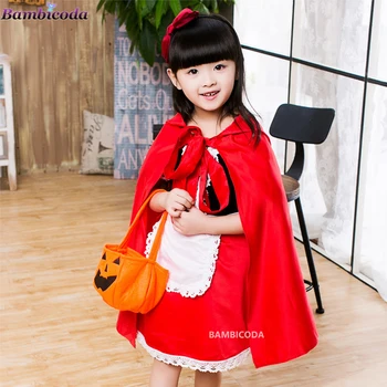 Costum de Halloween pentru Copii Fete Rochie Fancy Copii Little Red Riding Hood Cosplay Rochie de Printesa Copilul de Partid Cosplay Haina Cape