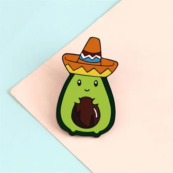Cowboy Avocado Broșe Verde Rece de Fructe Proaspete Email Ace Sac de Haine Pin Rever de Desene animate Amuzante Insigna Femei Bijuterii Cadou pentru Copii