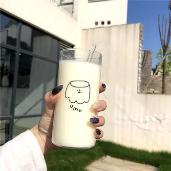 Creative Pahar de Apa Transparent Cana de Cafea Pahare de Desene animate Budinca 400ml Borosilicată Cupe În Pahare de Suc de Drinkware