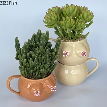Creative Rezumat Piept Ceramice Ghiveci De Flori Portelan Cana Blat Verde Decor Planta Cactus Ghiveci Art Decor Acasă