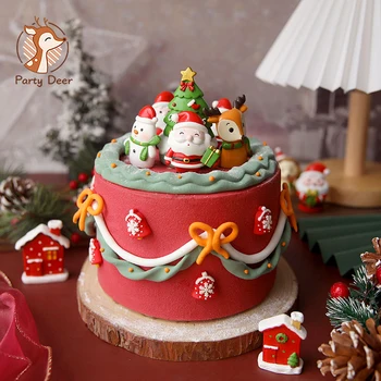 Crăciun Rășină Toppers Tort De Desene Animate Naviidad Santa Vulpe, Cerb Copac Xmas Cadou Cupcake Decor Crăciun Fericit Decor Pentru Acasă 2021