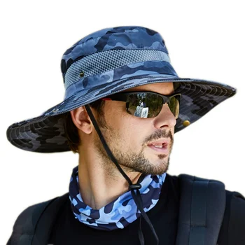 Călătorie de Pescuit Respirabil Margine Largă Boonie Hat Impermeabil în aer liber UPF 50+ Protectie solara Plasă Palarie de Soare