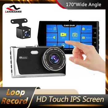 Dascham 1080P 4.0 Inch HD IPS Touch Screen 170° Unghi Larg Senzor de Gravitație Buclă de Înregistrare de Înaltă Sensibilitate Obiectiv Spate Camere