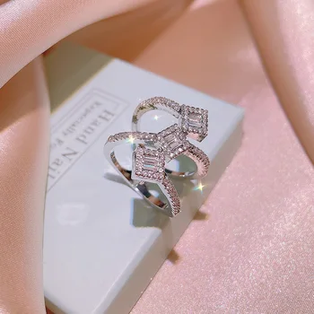 De Vânzare fierbinte Noi și Creative pentru Femei Inel Geometrice Multistrat Femei Zircon Ring Inel de Nunta Petrecere Bijuterii Inel cu Diamant de Lux